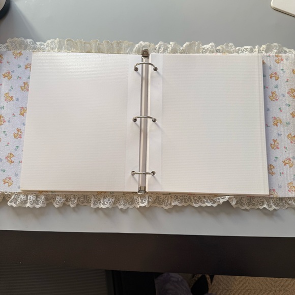 Vtg 90s Handmade Teddy Bear Lace Baby Fabric Scrapbook Album Cottagecore 11” - Picture 4 of 8